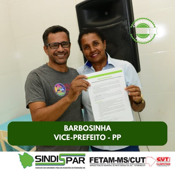 Barbosinha, candidato a vice-prefeito pelo PP, assina carta compromisso.