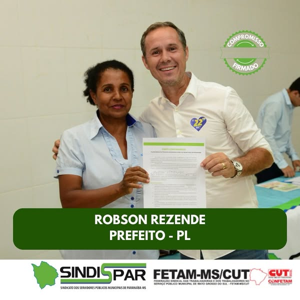 Robson Rezende, candidato a prefeito pelo PL, assina carta compromisso.